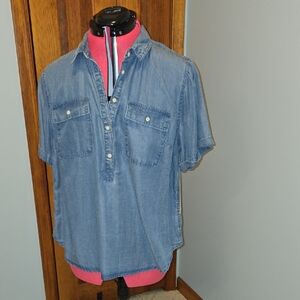 A.N.D.E.A.W.Y Casual Blue Denim Blouse NWT